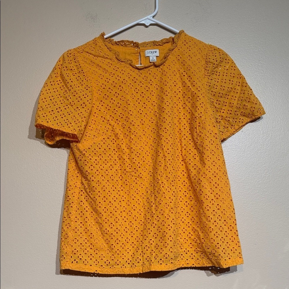J. Crew Women's Vibrant Orange Eyelet Blouse